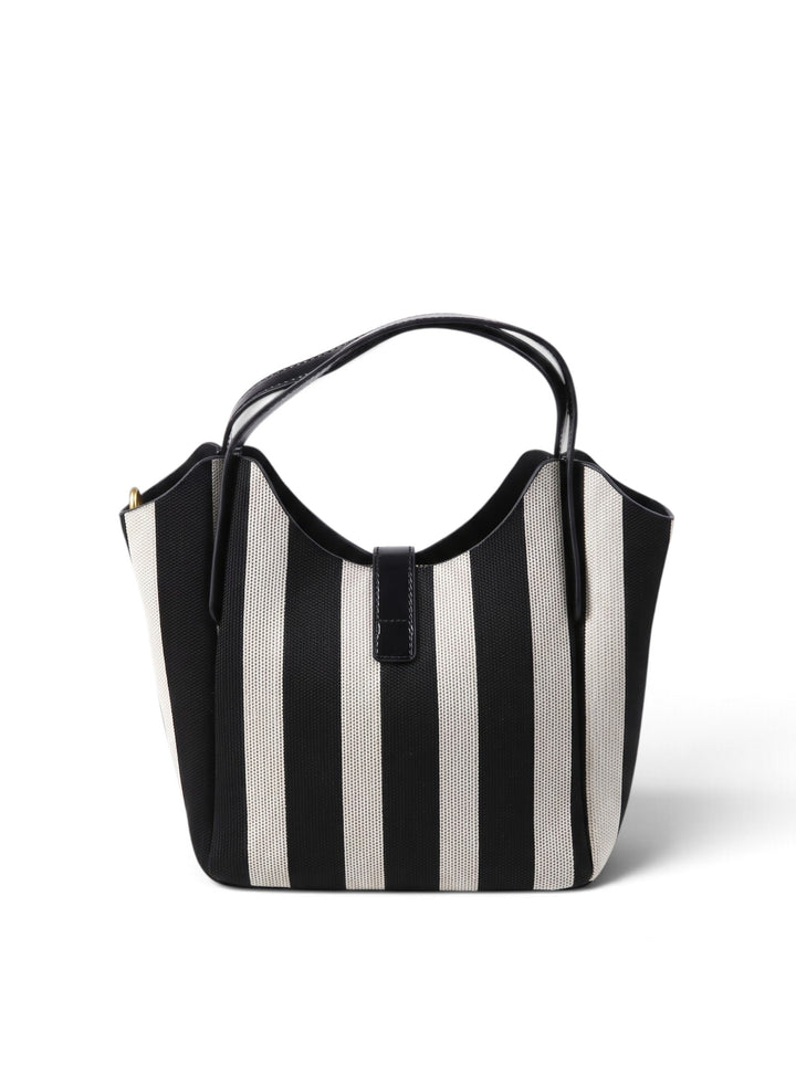 Imported Striped Canvas Top Handle Bucket Bag KC86-9295