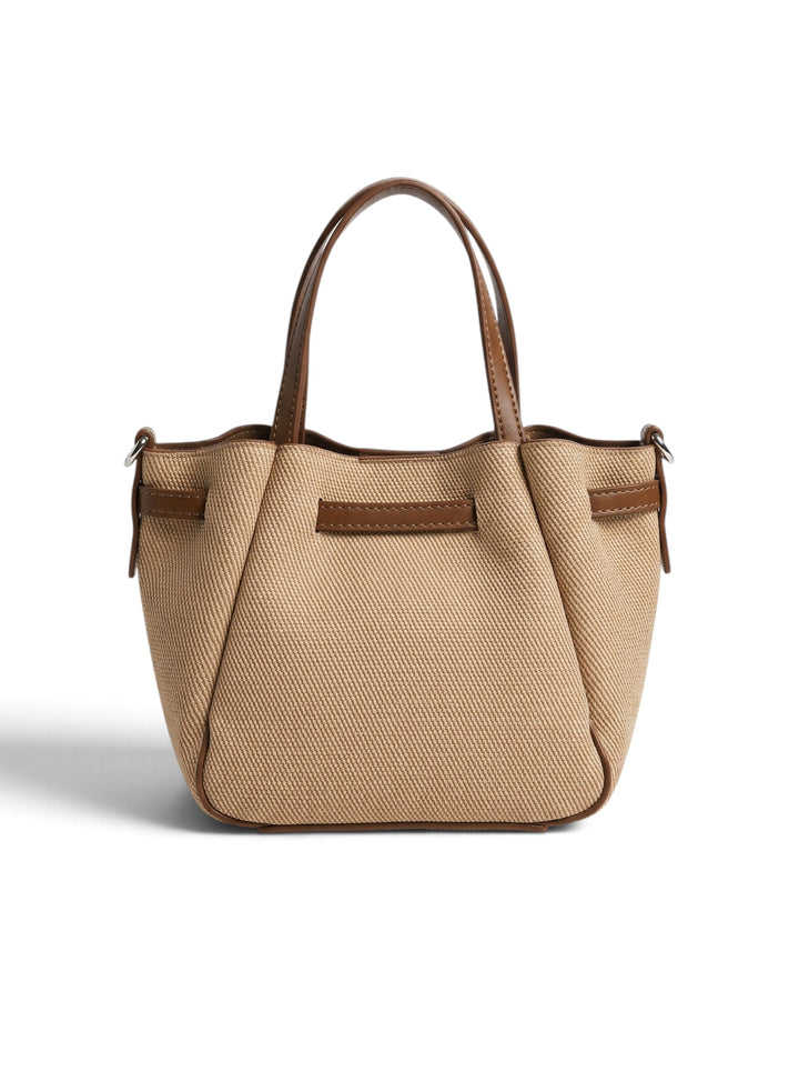Imported Mini Canvas And Leather Trimmed Bucket Hand Bag KC86-Xc86