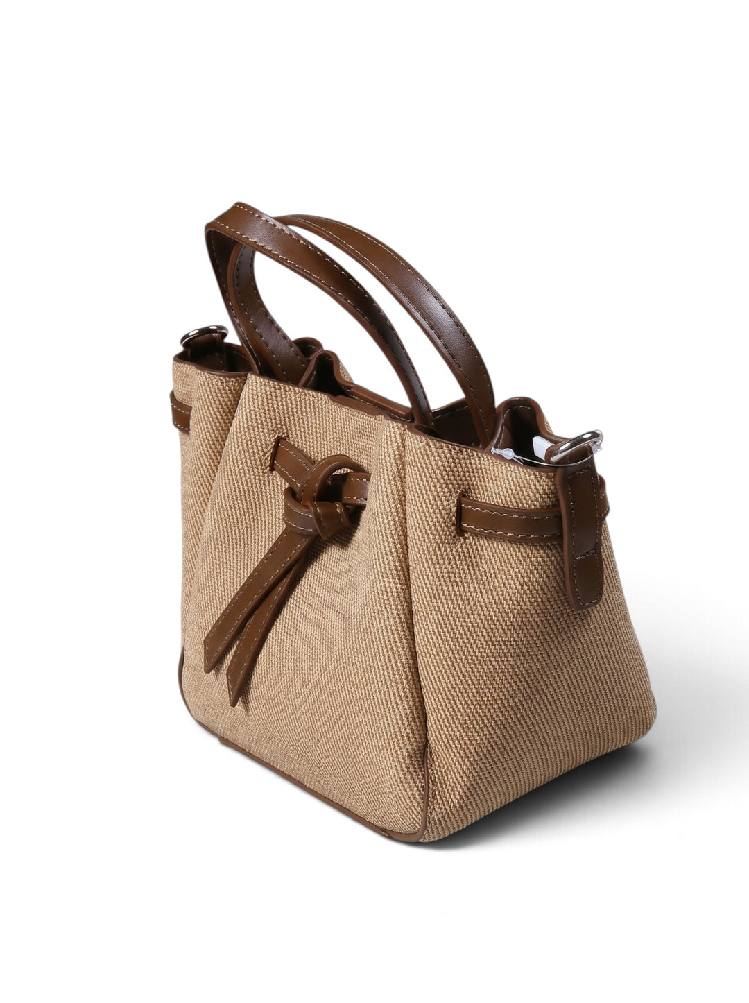 Imported Mini Canvas And Leather Trimmed Bucket Hand Bag KC86-Xc86