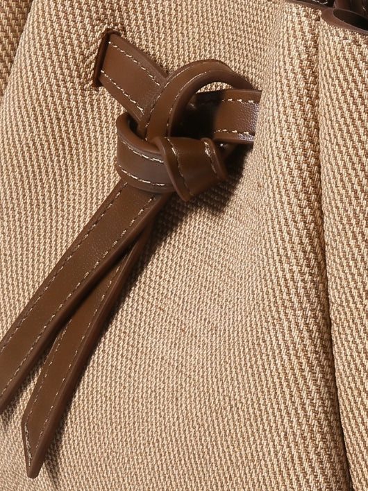 Imported Mini Canvas And Leather Trimmed Bucket Hand Bag KC86-Xc86