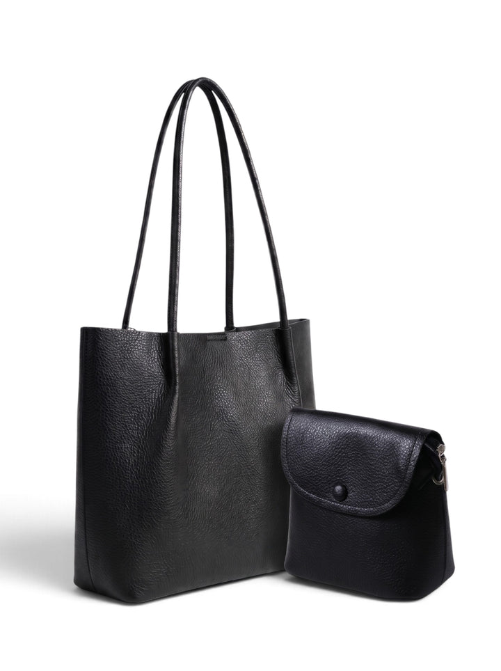Imported Faux Leather Tote Bag With Mini Cross Body KC86-1003-1