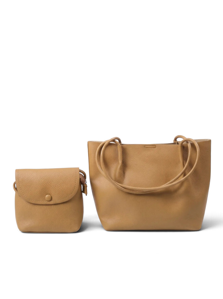 Imported Faux Leather Tote Bag With Mini Cross Body KC86-1003-1