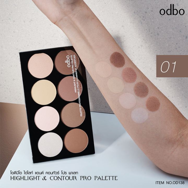 Odbo Highlight & Contour Pro Palette 8 Colors 01 (Thai)