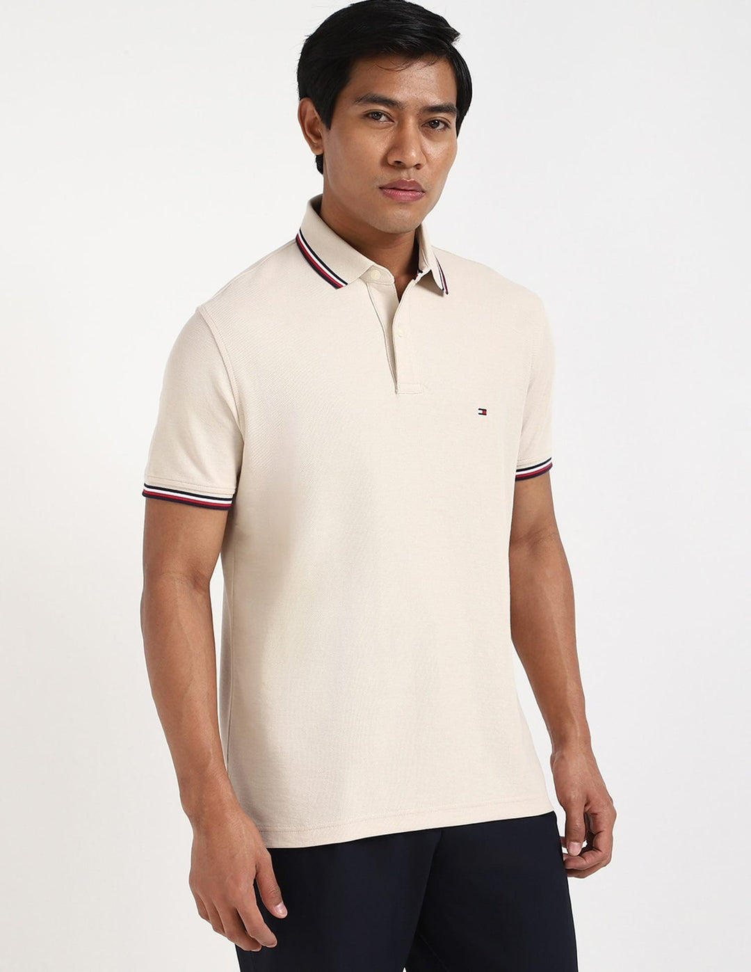 TH Men S/S (Striped Collar ) Polo MT-78J2653
