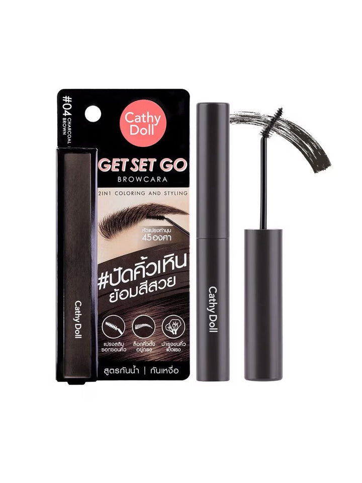 Cathy Doll Get Set Go Mascara 2 In 1 4 Charcoal Brown 3.2g (Thai)