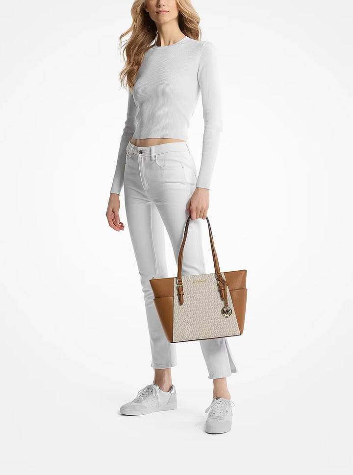 MK WOMEN SIG CHARLOTTE TRAVEL TOTE BAG 35T0GCFT3B VANILLA