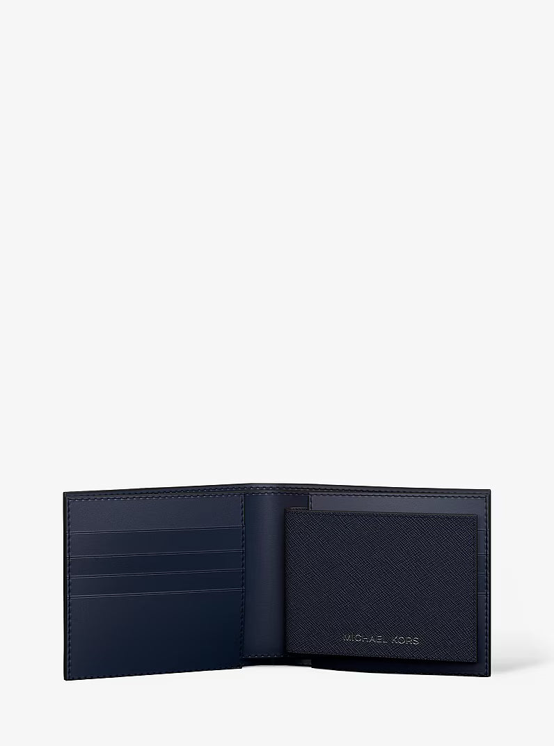 MK Men Cooper Logo Billfold Wallet With Passcase Blue 36SS5LCOF2U