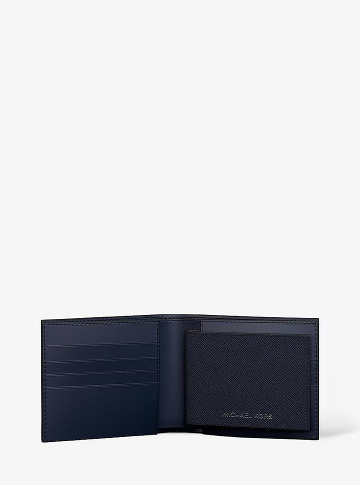 MK Men Cooper Logo Billfold Wallet With Passcase Blue 36SS5LCOF2U