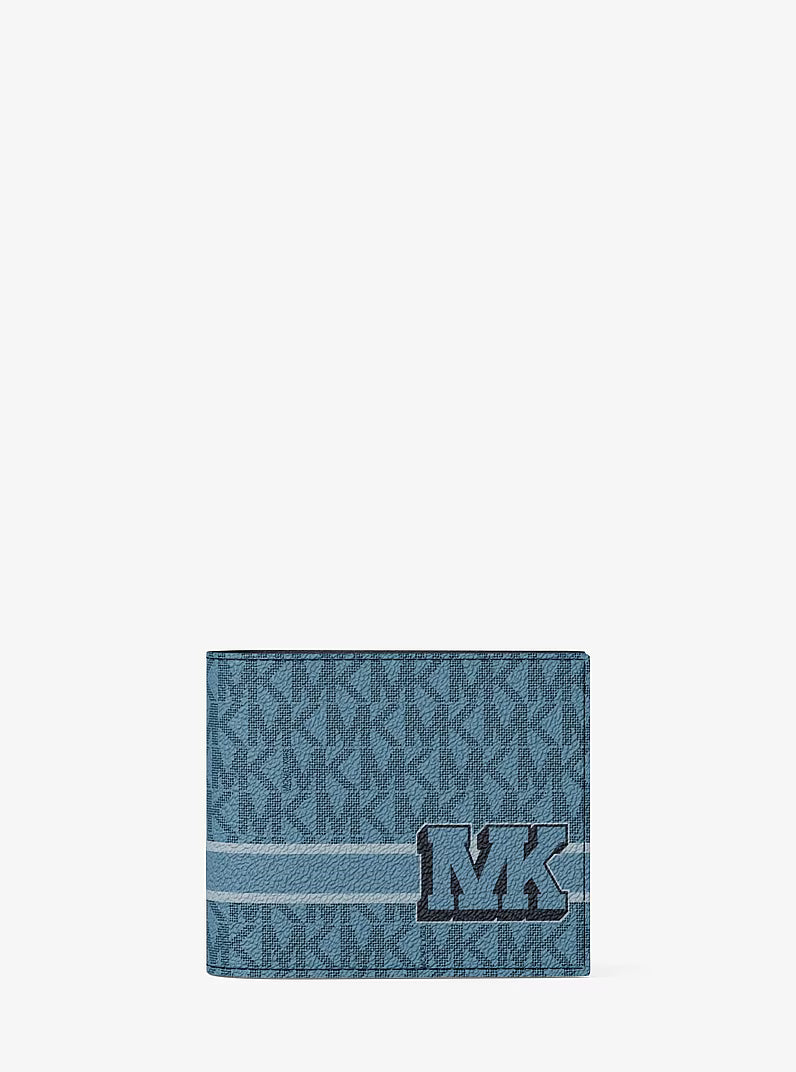 MK Men Cooper Logo Billfold Wallet With Passcase Denim 36T6LC0F20
