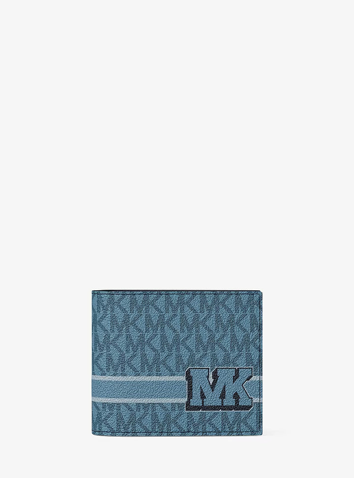 MK Men Cooper Logo Billfold Wallet With Passcase Denim 36T6LC0F20