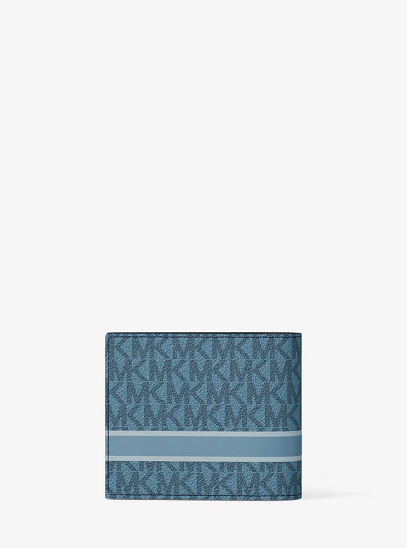 MK Men Cooper Logo Billfold Wallet With Passcase Denim 36T6LC0F20
