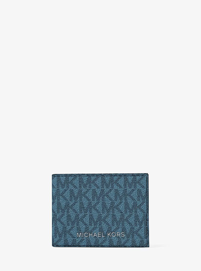MK Men Cooper Logo Billfold Wallet With Passcase Denim 36T6LC0F20