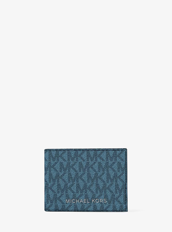 MK Men Cooper Logo Billfold Wallet With Passcase Denim 36T6LC0F20