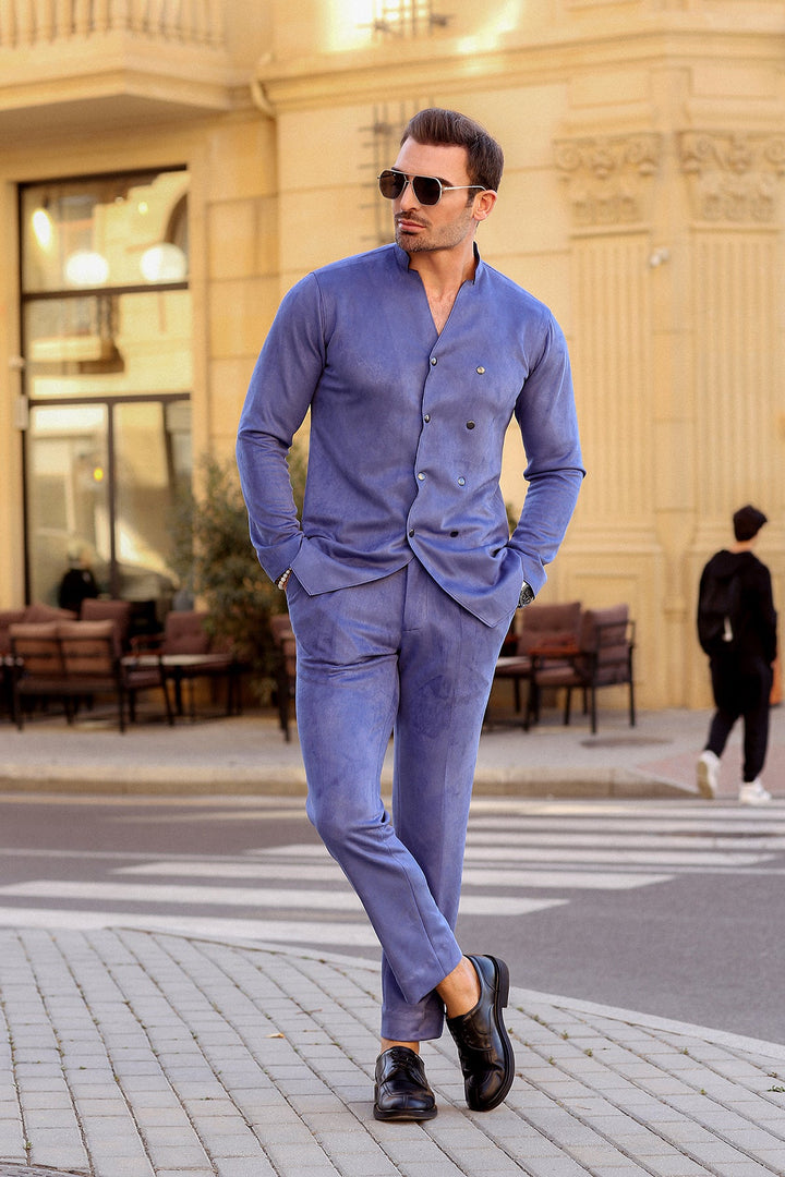 Ultra-Modern Suede Slim-Fit Suit