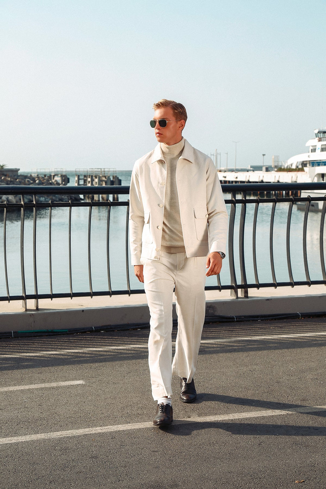 White Suede Co-Ord Set with Structured Cut