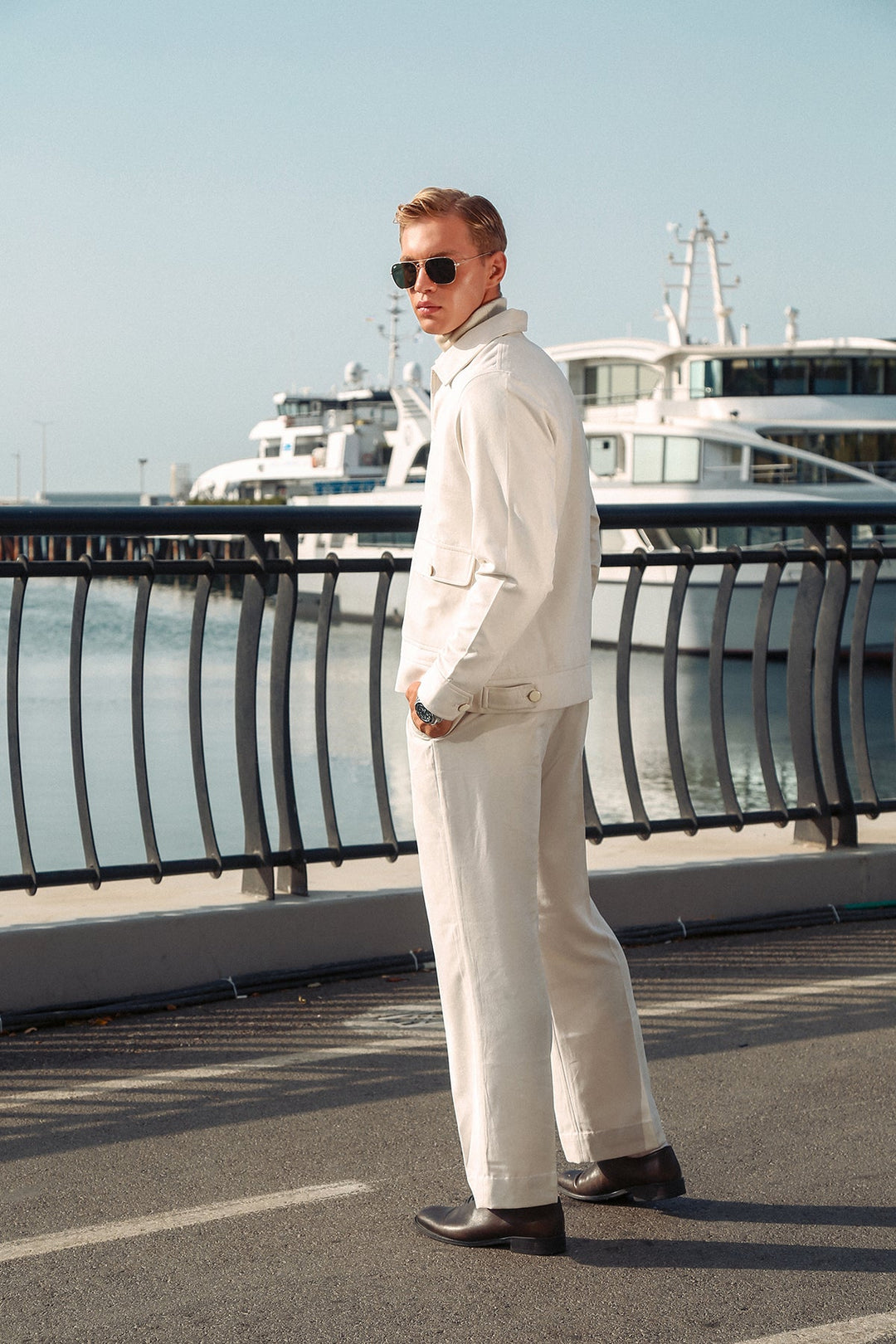 White Suede Co-Ord Set with Structured Cut