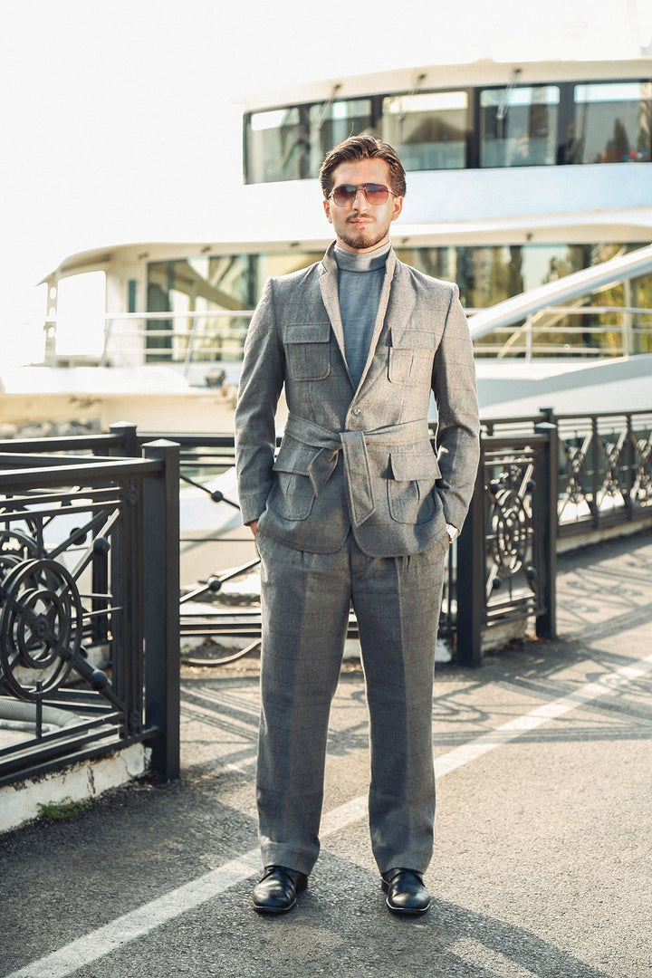 Grey Checkered Two Piece Suit