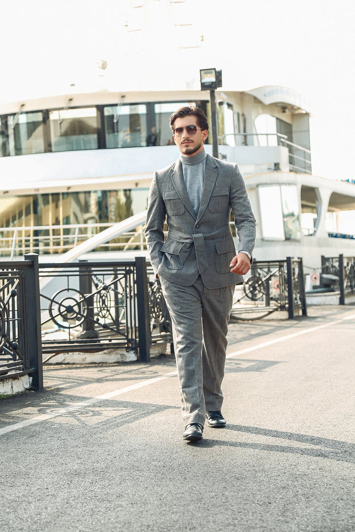 Grey Checkered Two Piece Suit