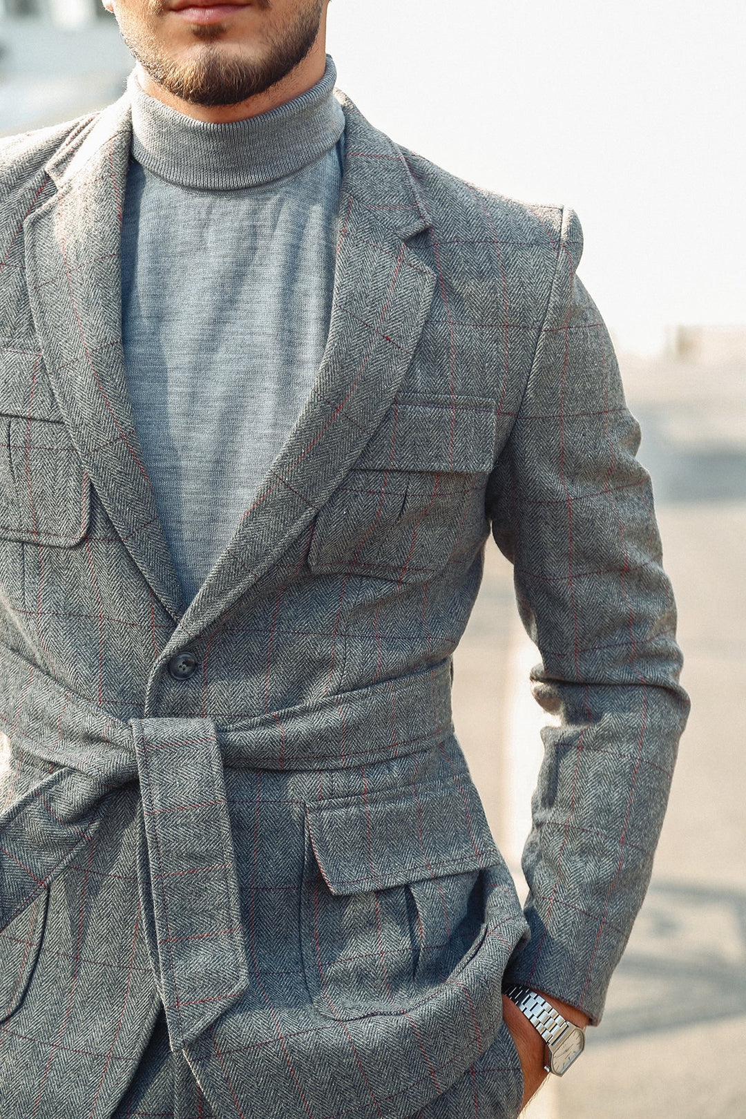 Grey Checkered Two Piece Suit