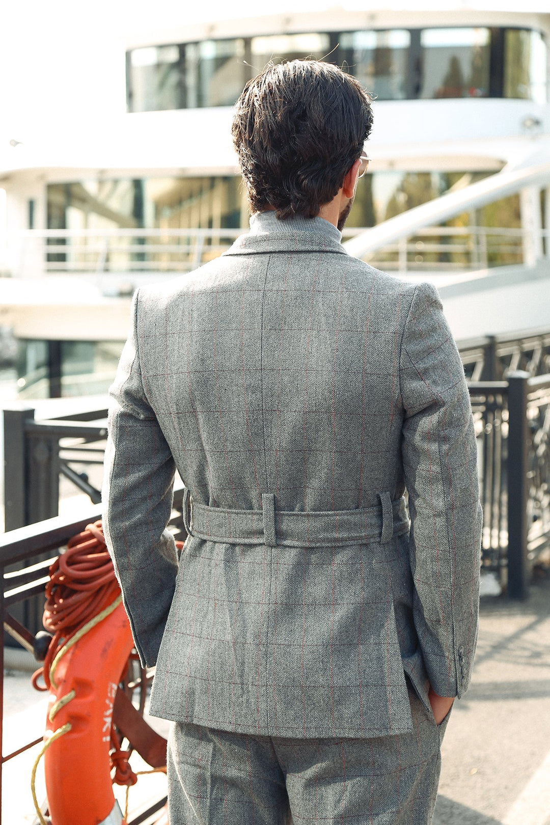 Grey Checkered Two Piece Suit