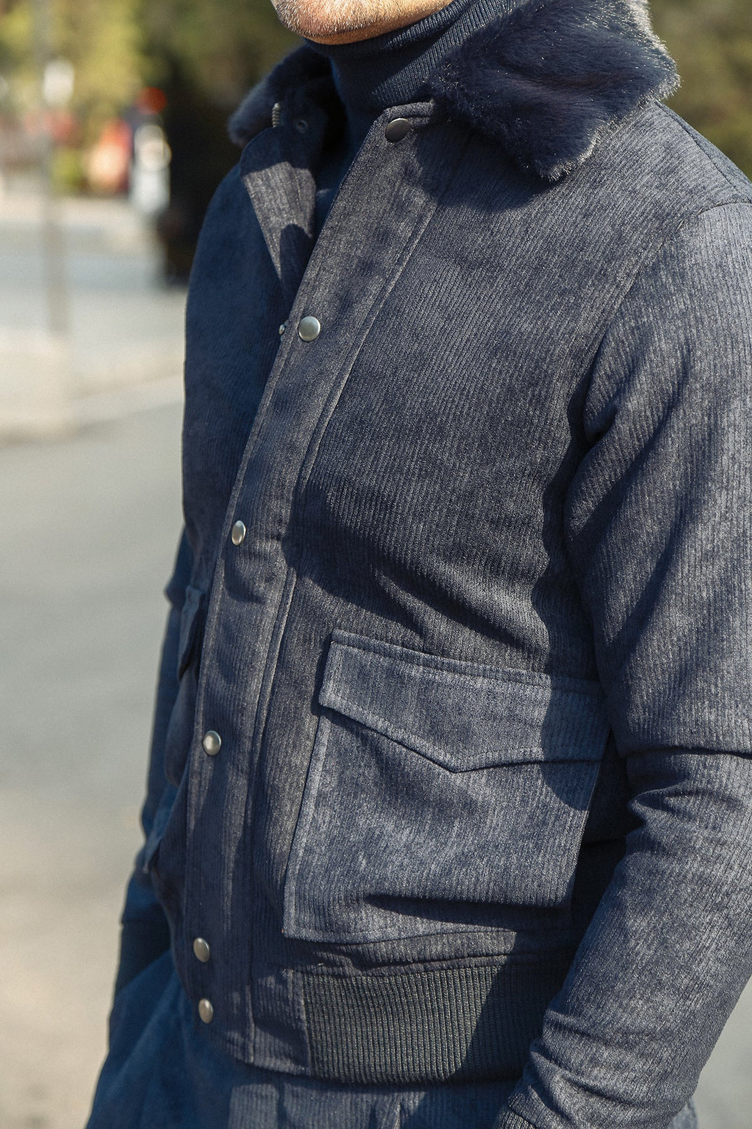 Corduroy Co-Ord Set with Fur Collar