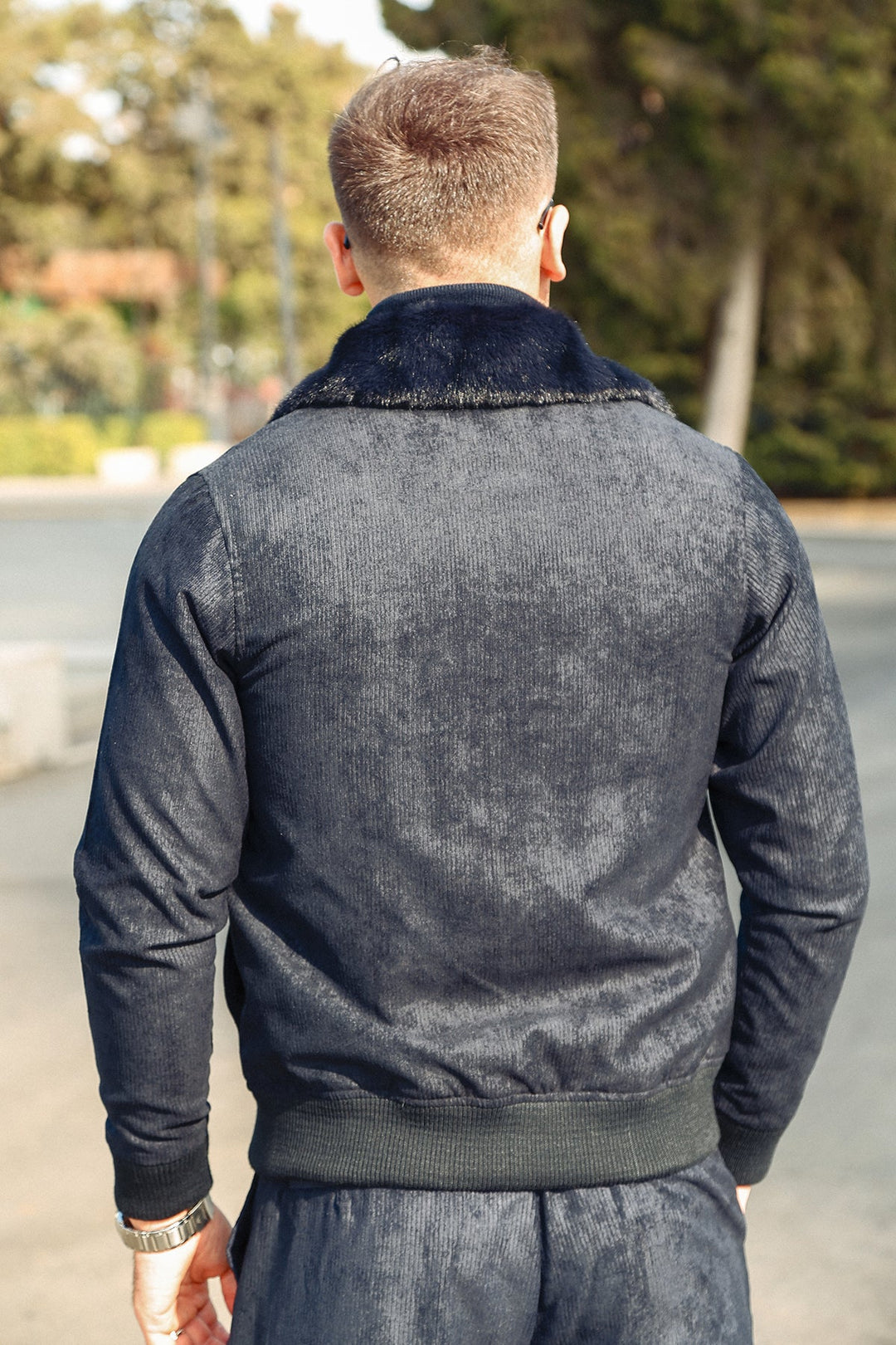 Corduroy Co-Ord Set with Fur Collar