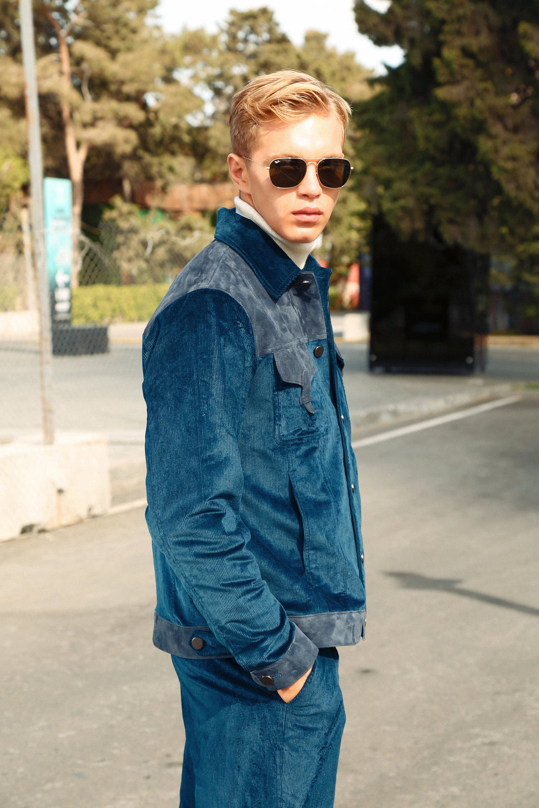 Corduroy Co-Ord with Suede Detailing