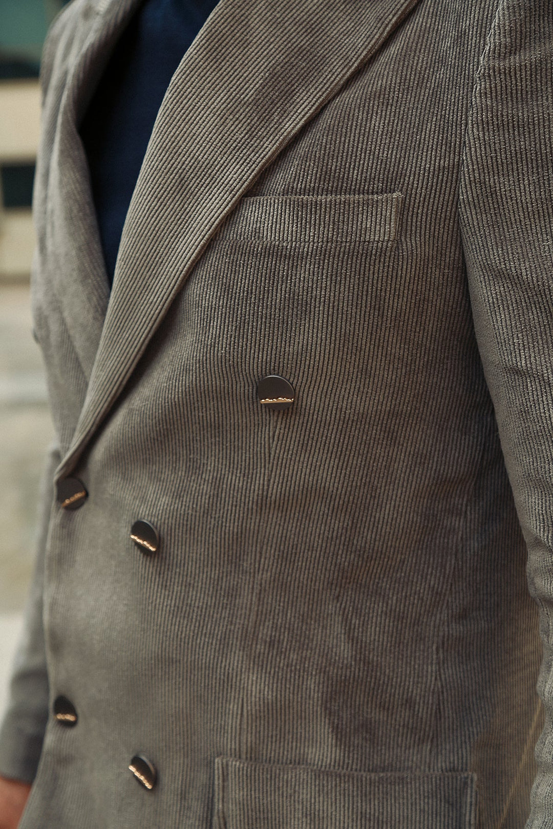 Modern Corduroy Double-Breasted Suit