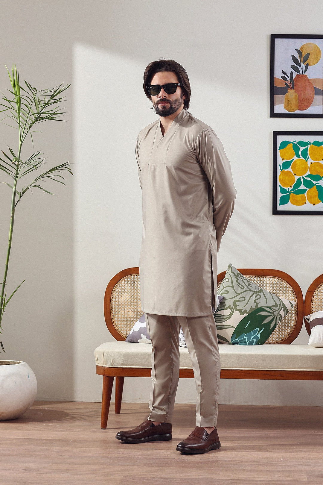 Cross Draped Neckline Kurta Trouser