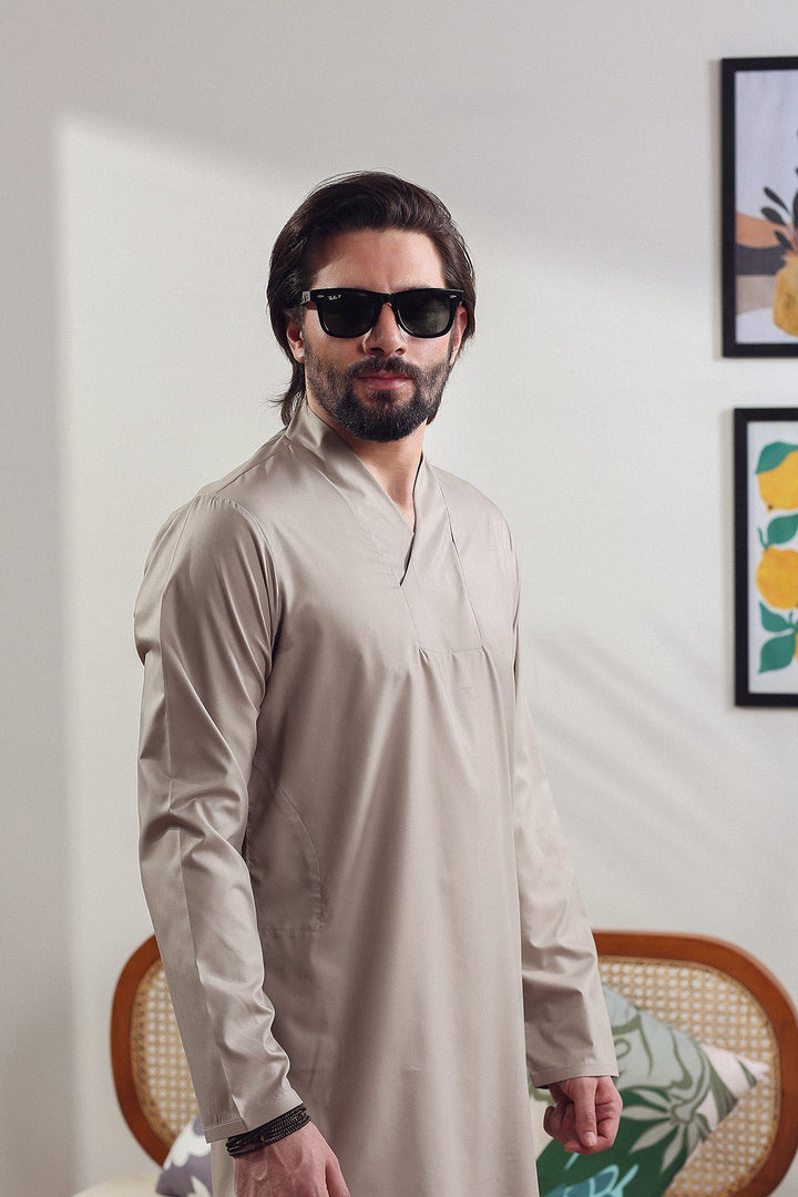 Cross Draped Neckline Kurta Trouser