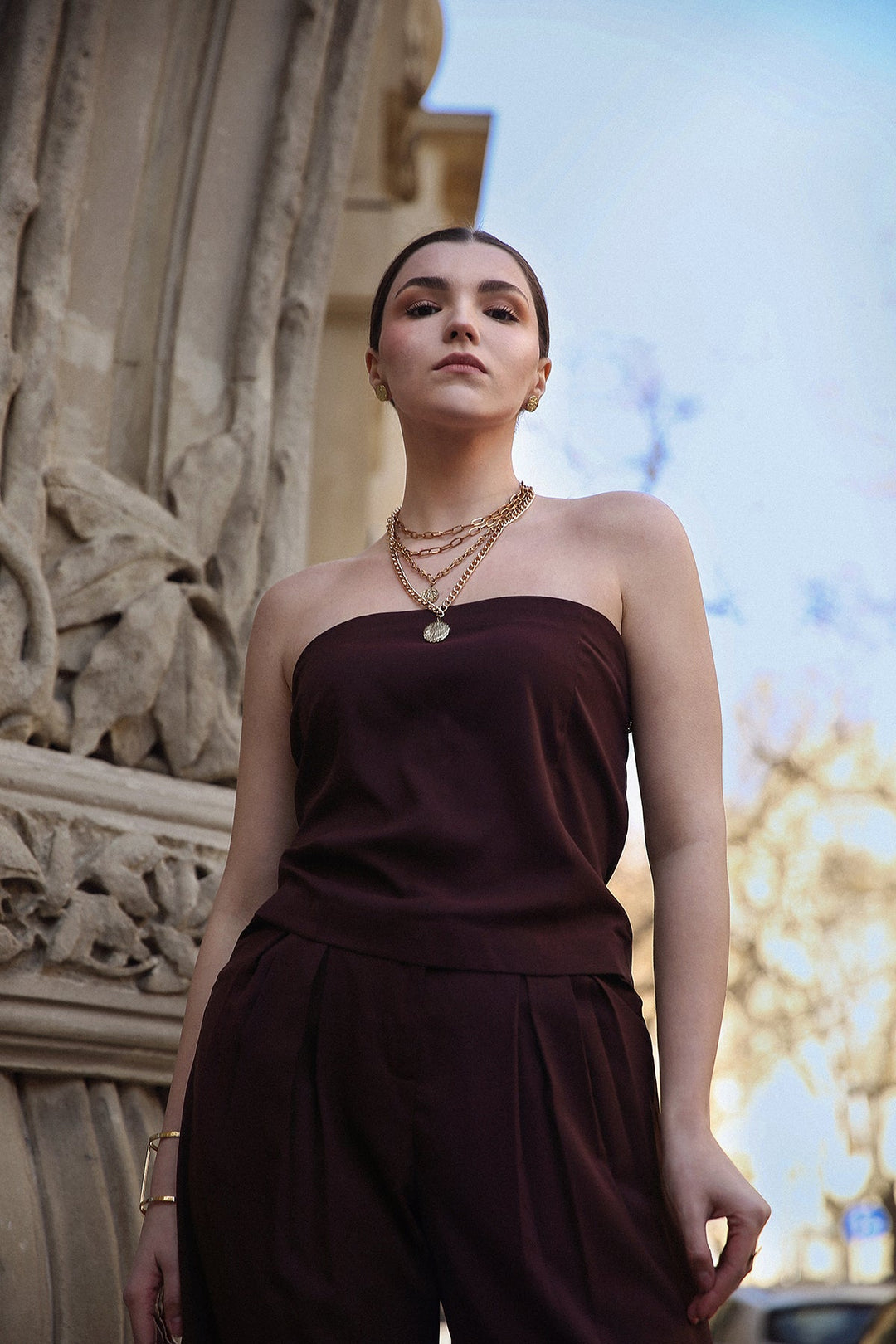 Chocolate Brown Strapless Co-Ord Set
