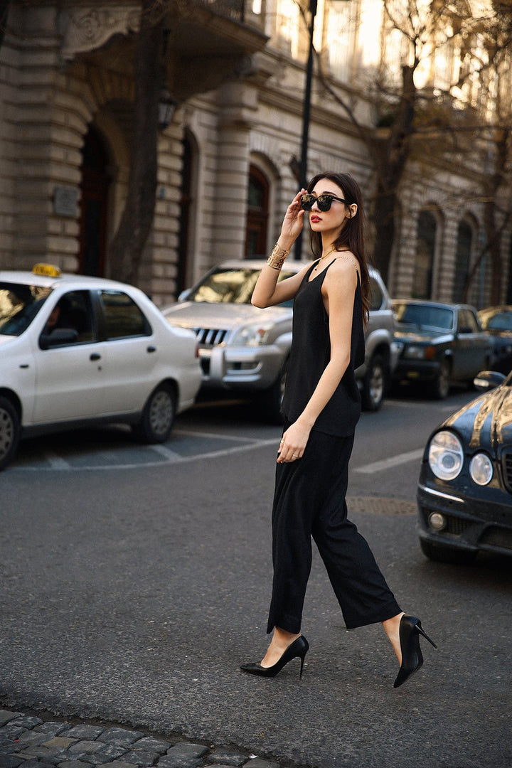 Classic Black Wrap Top Set