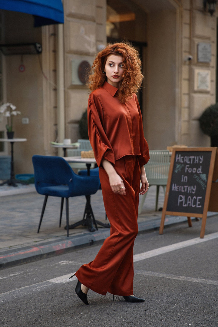 Rust Brown Shirt & Trouser Set