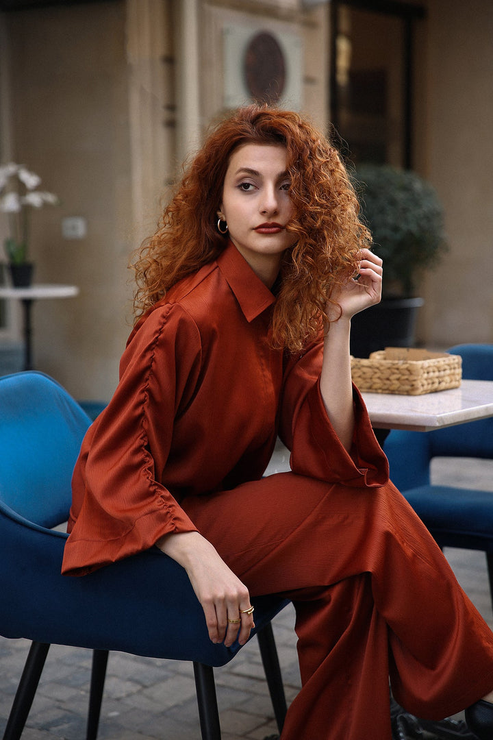 Rust Brown Shirt & Trouser Set