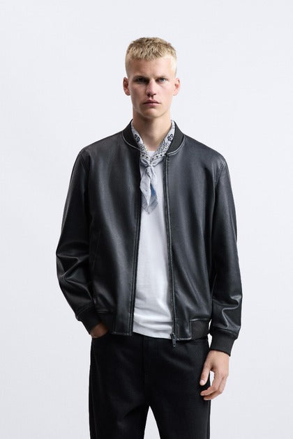 Zara Mens L/S Leather Jacket 3918/319/800