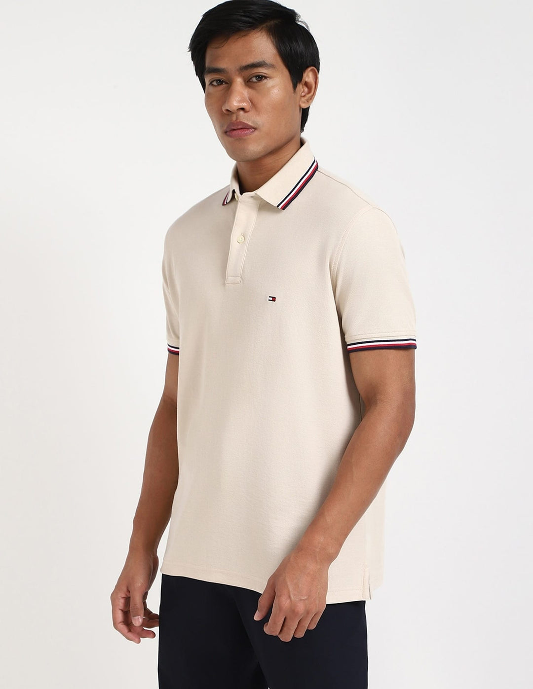 TH Men S/S (Striped Collar ) Polo MT-78J2653