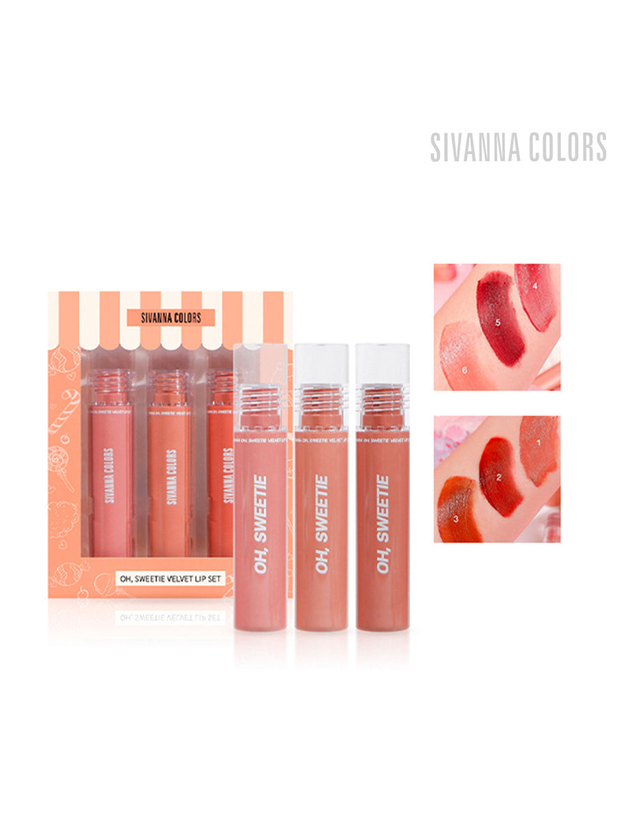 Sivanna Colors Oh Sweetie Velvet Lipstick Pack Of 3 No.1 Peach HF181 (Thai)