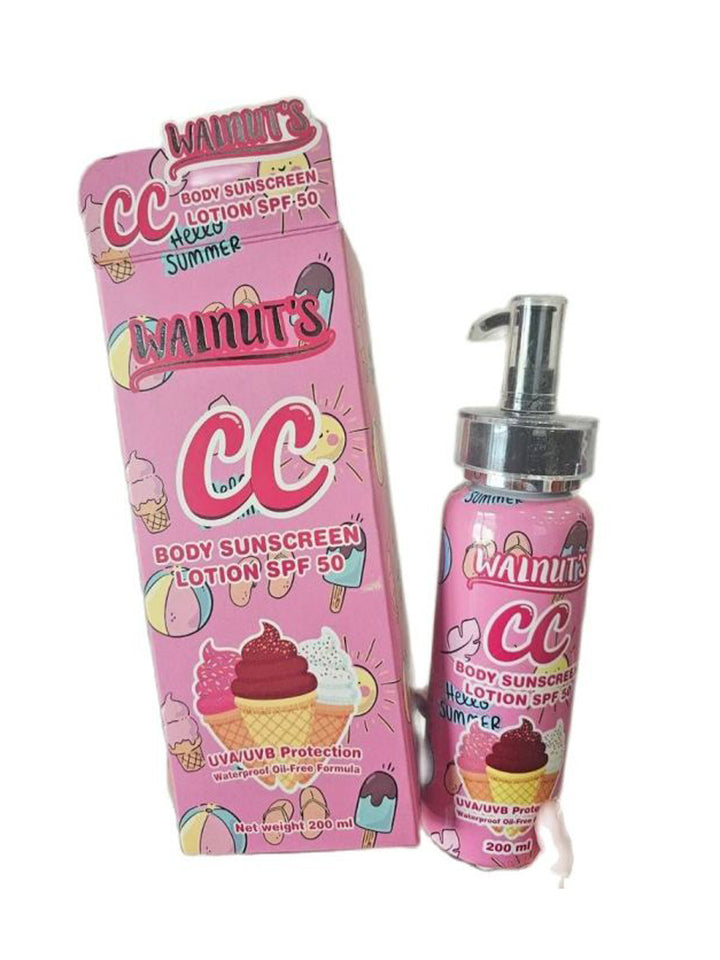 Walnut's CC Body Sunscreen Lotion SPF 50 200Ml UVA/UVB (Pink) (Thai)