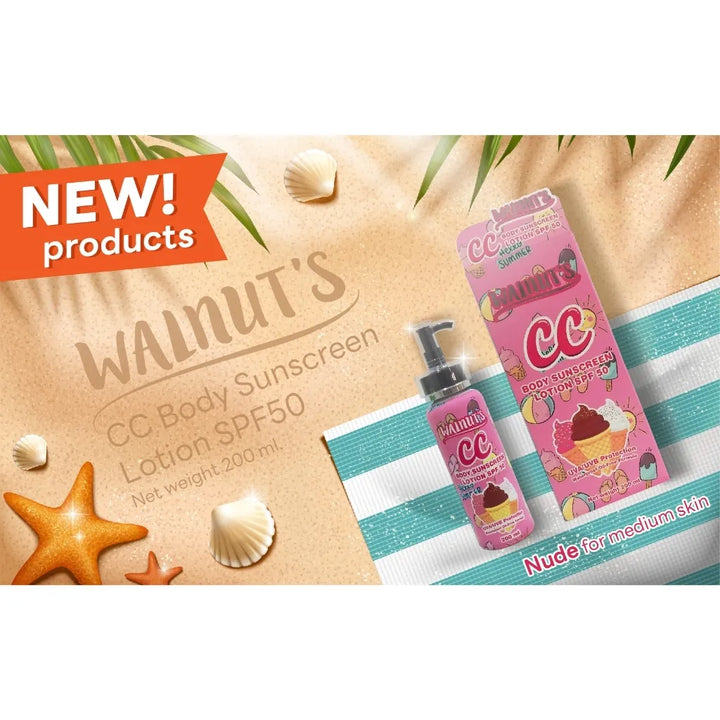 Walnut's CC Body Sunscreen Lotion SPF 50 200Ml UVA/UVB (Pink) (Thai)