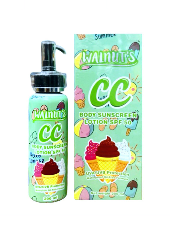 Walnut's CC Body Sunscreen Lotion SPF 50 200Ml UVA/UVB (Green) (Thai)