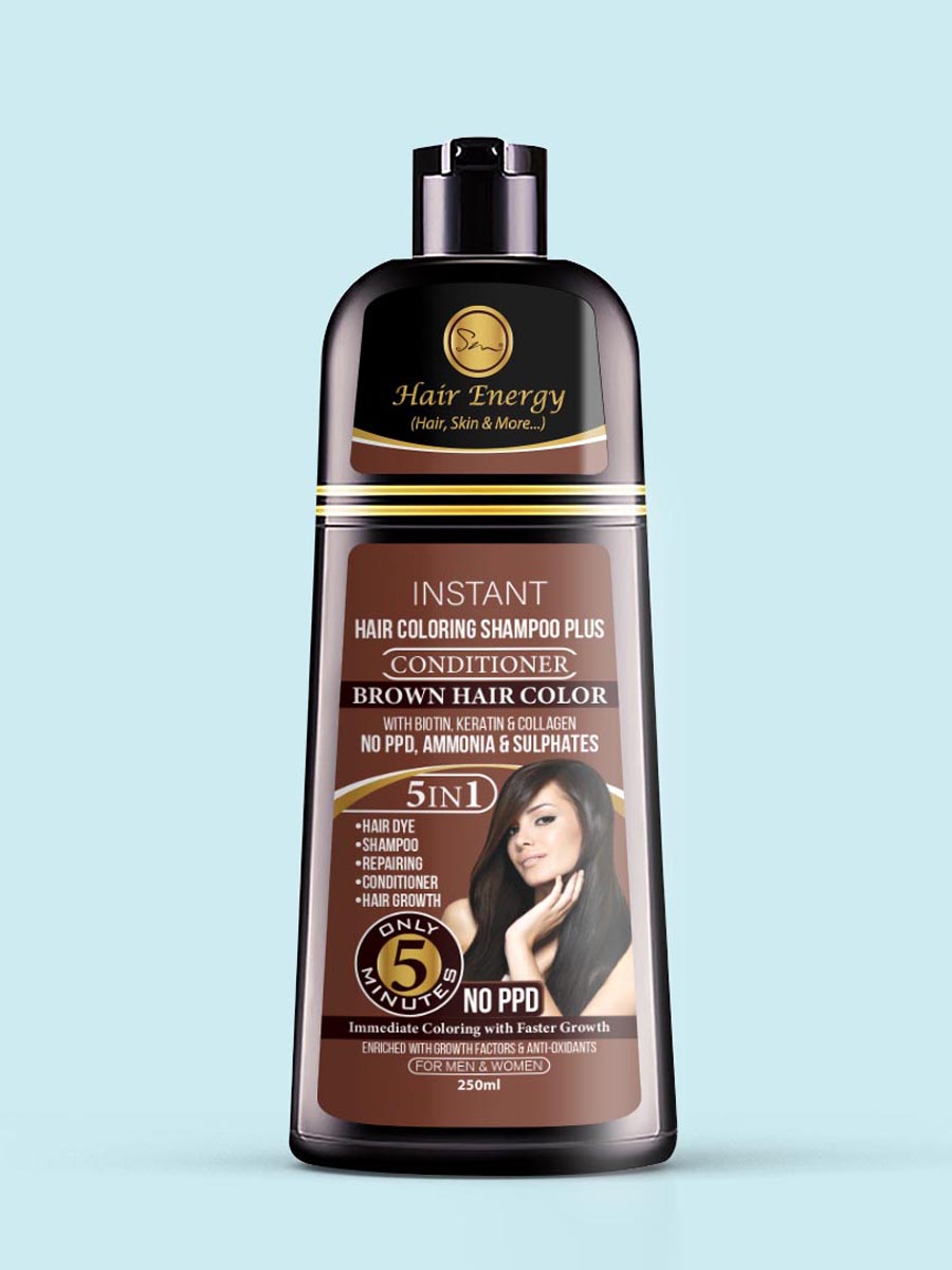 Hair Energy Hair Coloring Shampoo + Conditioner Brown Hair Color 250ml