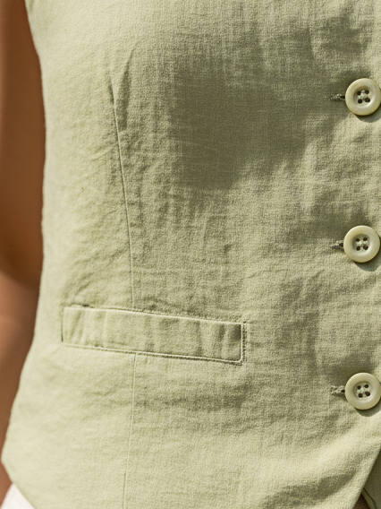 Cotton Linen Lime Green Co-ord Set