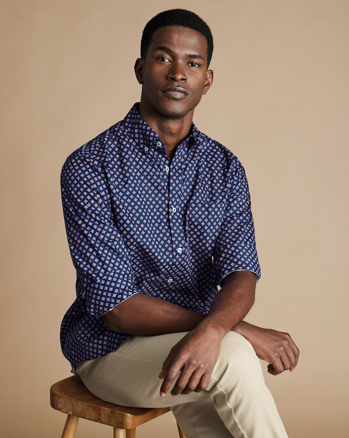 Charles Tyrwhitt Men L/S SF Button Down Printed Casual Shirt CSN0510