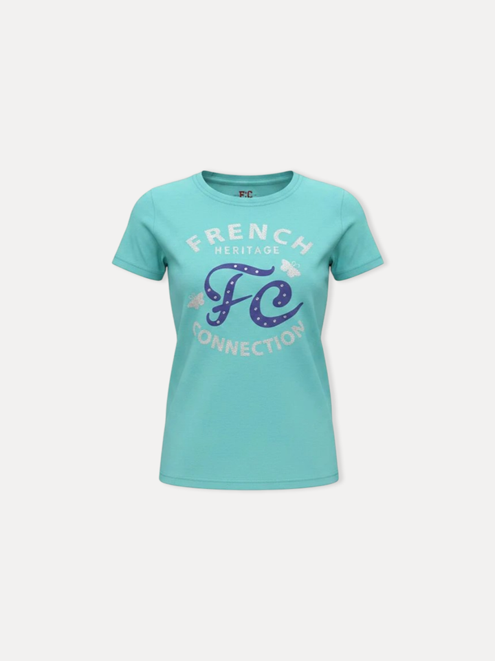 S/S Crew Neck With Glitter Print FC0393 (JG)