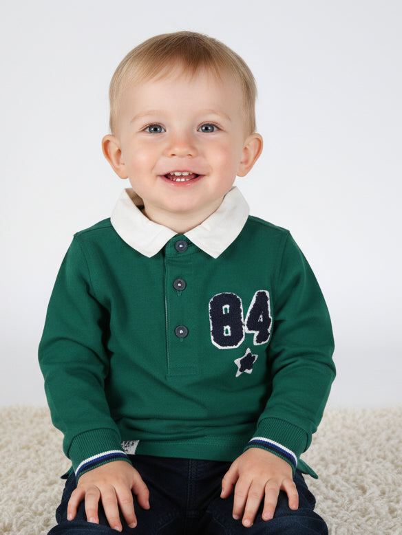 M/S Boys Polo T-Shirt with 84 Patch L/S T882393 (S-21)