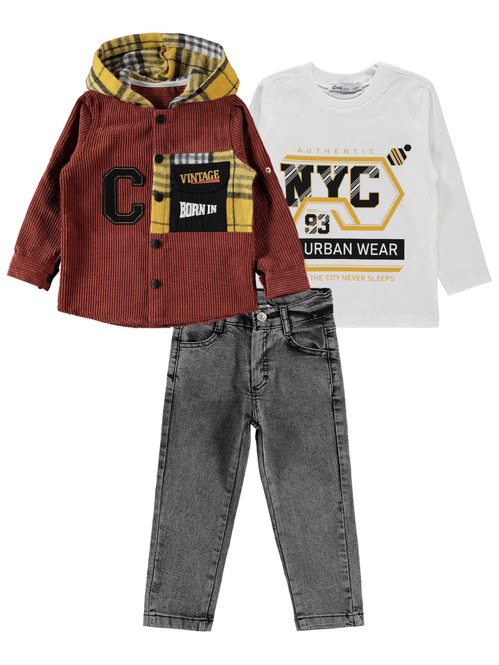 Civil Boys Pant Suit Coudri L/S 3Pcs #CVL-5378 (W-22)