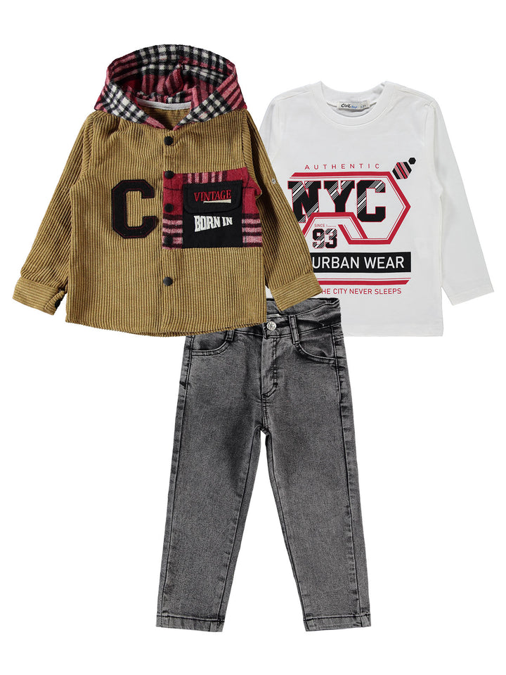 Civil Boys Pant Suit Coudri L/S 3Pcs #CVL-5378 (W-22)