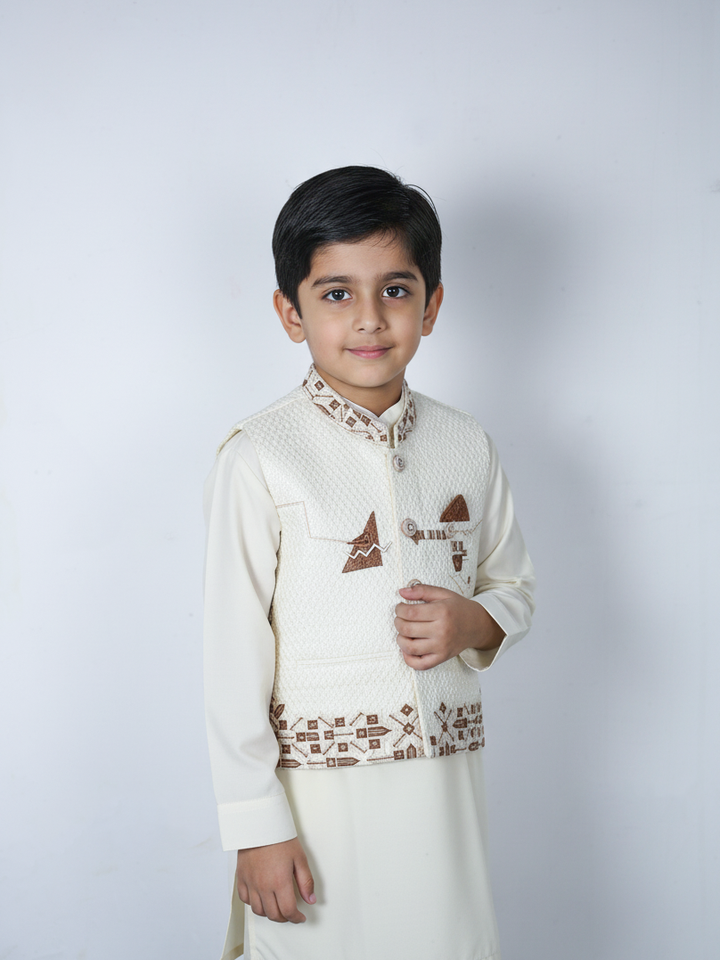 Tony Land Boys 3Pcs Shalwar Suit With Waist Coat # 23-709 (S-23)