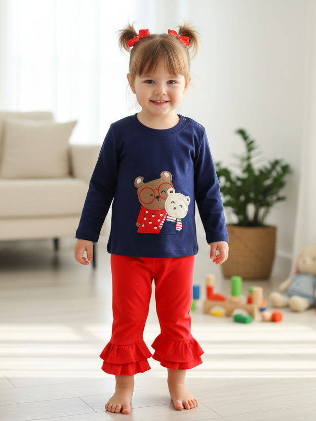 Wonder Child Girls L/S Cotton Tights Suit 2Pcs #067 (S-23)