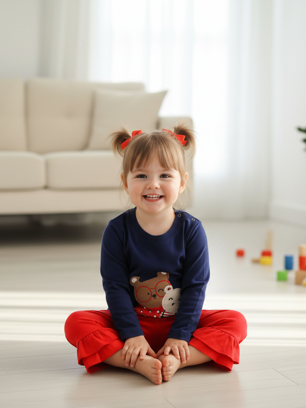 Wonder Child Girls L/S Cotton Tights Suit 2Pcs #067 (S-23)